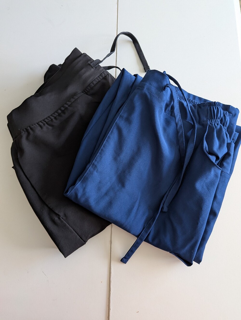 Size L Scrub Pants Lot: Mandala Black Joggers & Dagacci Blue Cargo Pants